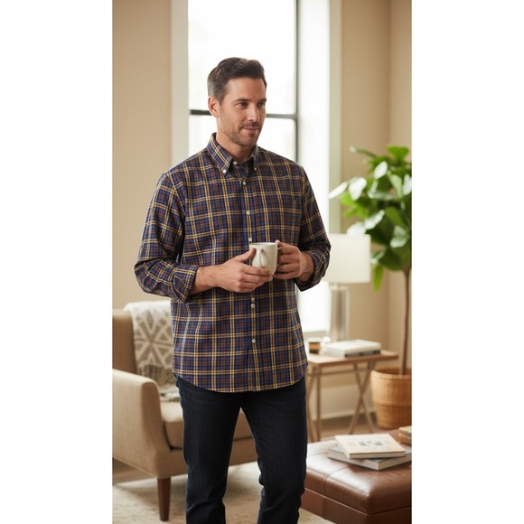 Daniel Cremieux Other - Daniel Cremieux Signature Collection Plaid Shirt Mens XXL Blue Gold Non-Iron NEW